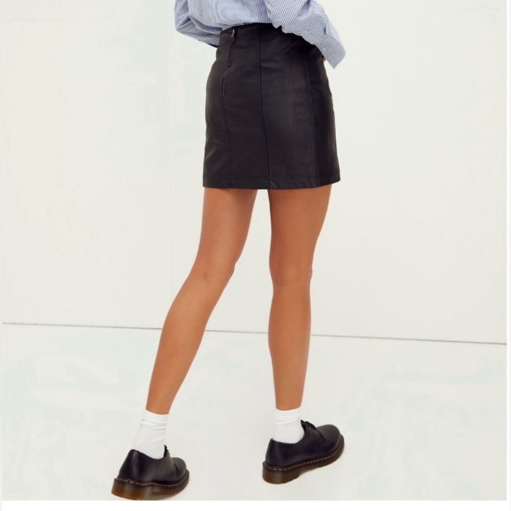 Free People Modern Femme Vegan Leather Mini Skirt in Black Size 8